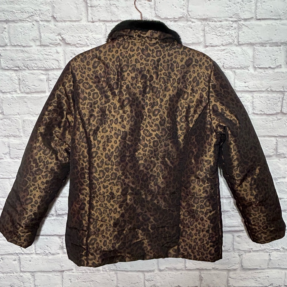 Donna Salyers Fabulous Furs Leopard print Faux Fur Collar Puffer Jacket - Picture 7 of 13